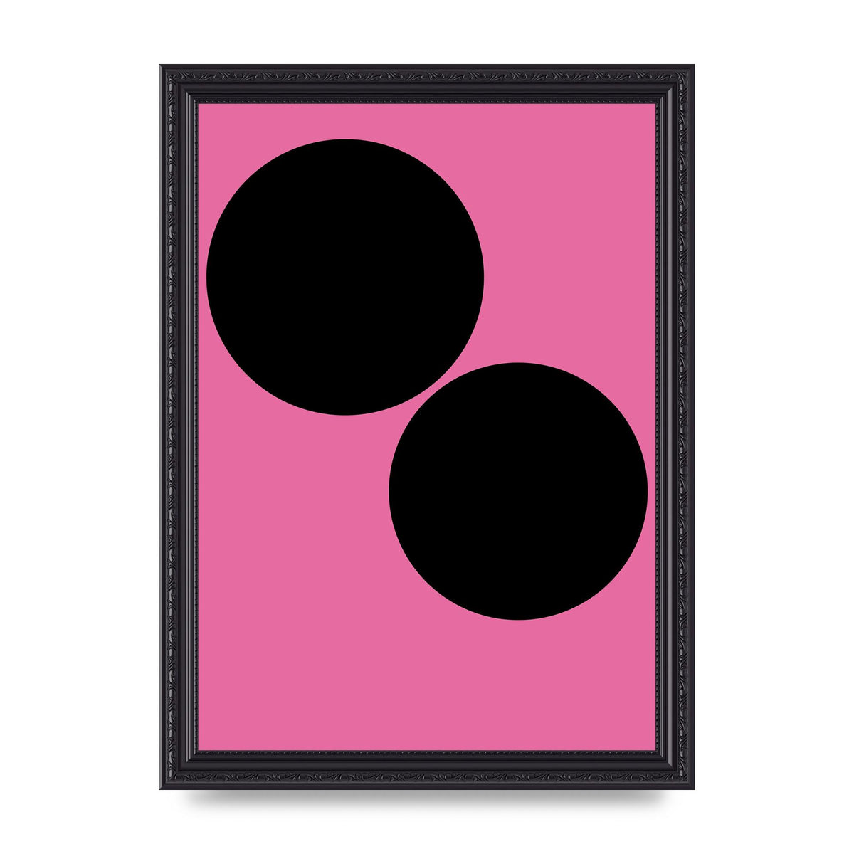 Minimalist Pink Black Circle Wall Art - A4 framed