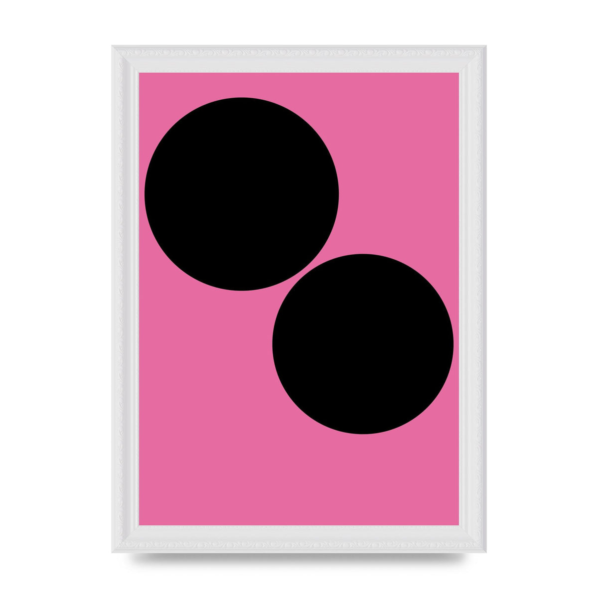 Minimalist Pink Black Circle Wall Art - A4 framed