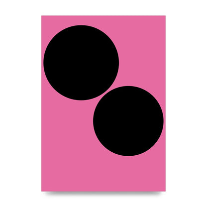 Minimalist Pink Black Circle Wall Art - unframed print