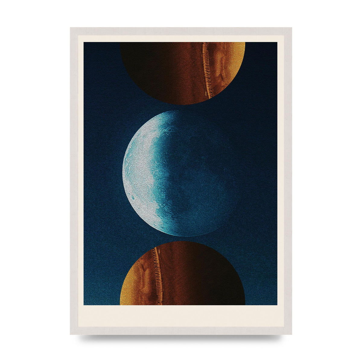Three Planets Abstract Collage Art For The Home - A2 framed