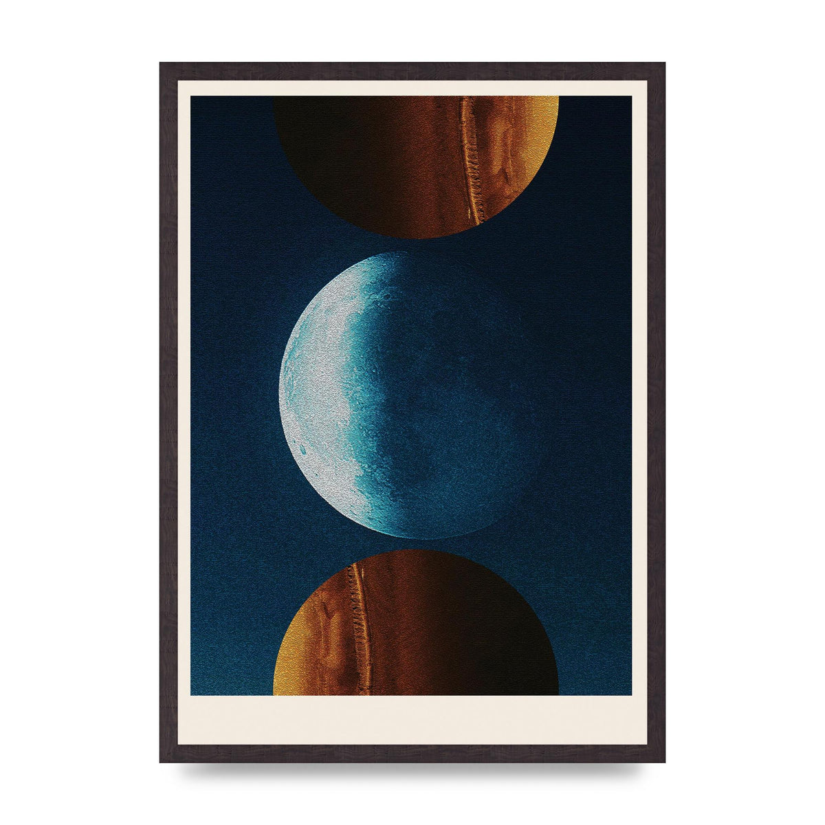Three Planets Abstract Collage Art For The Home - A2 framed