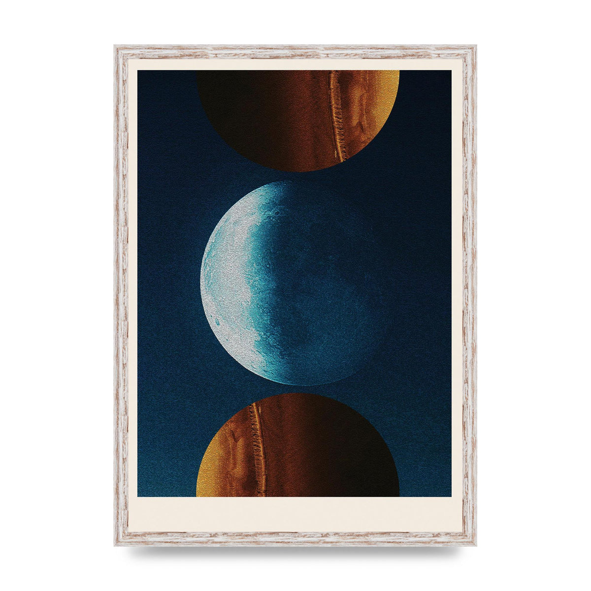 Three Planets Abstract Collage Art For The Home - A2 framed