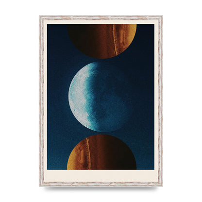 Three Planets Abstract Collage Art For The Home - A2 framed