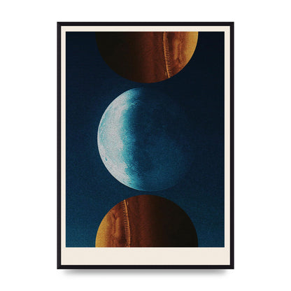 Three Planets Abstract Collage Art For The Home - A2 framed