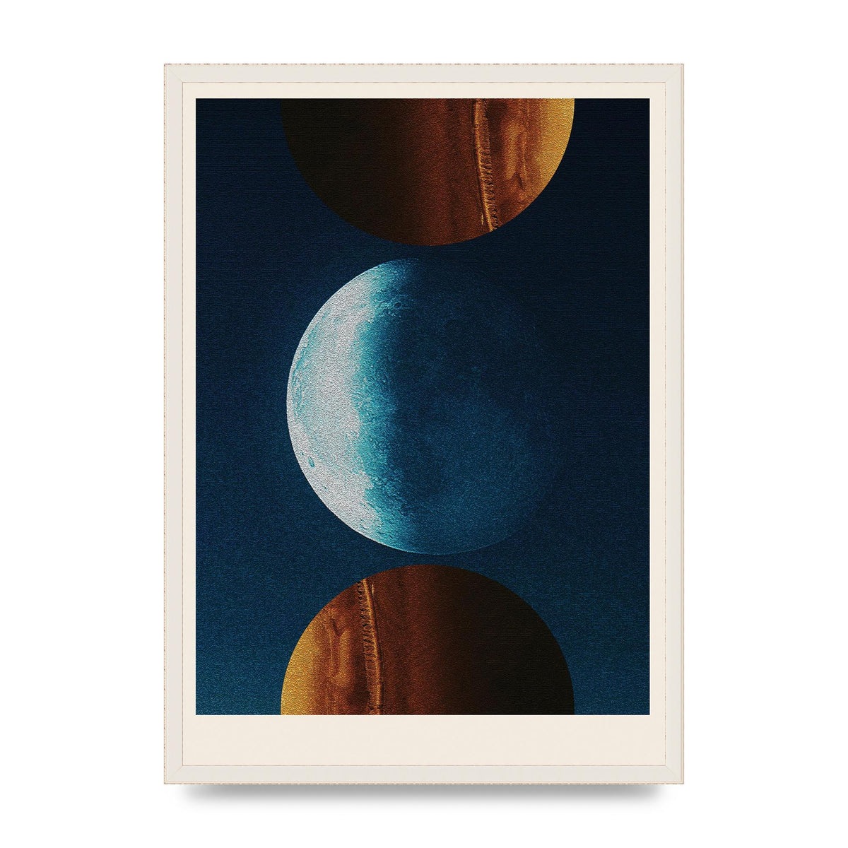 Three Planets Abstract Collage Art For The Home - A2 framed