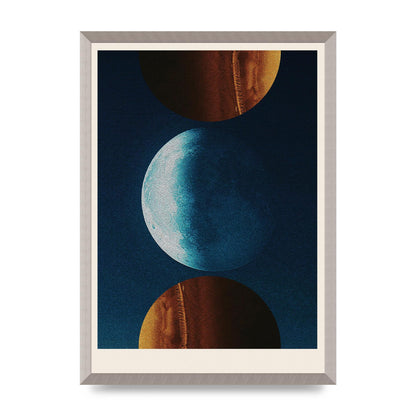 Three Planets Abstract Collage Art For The Home - A2 framed