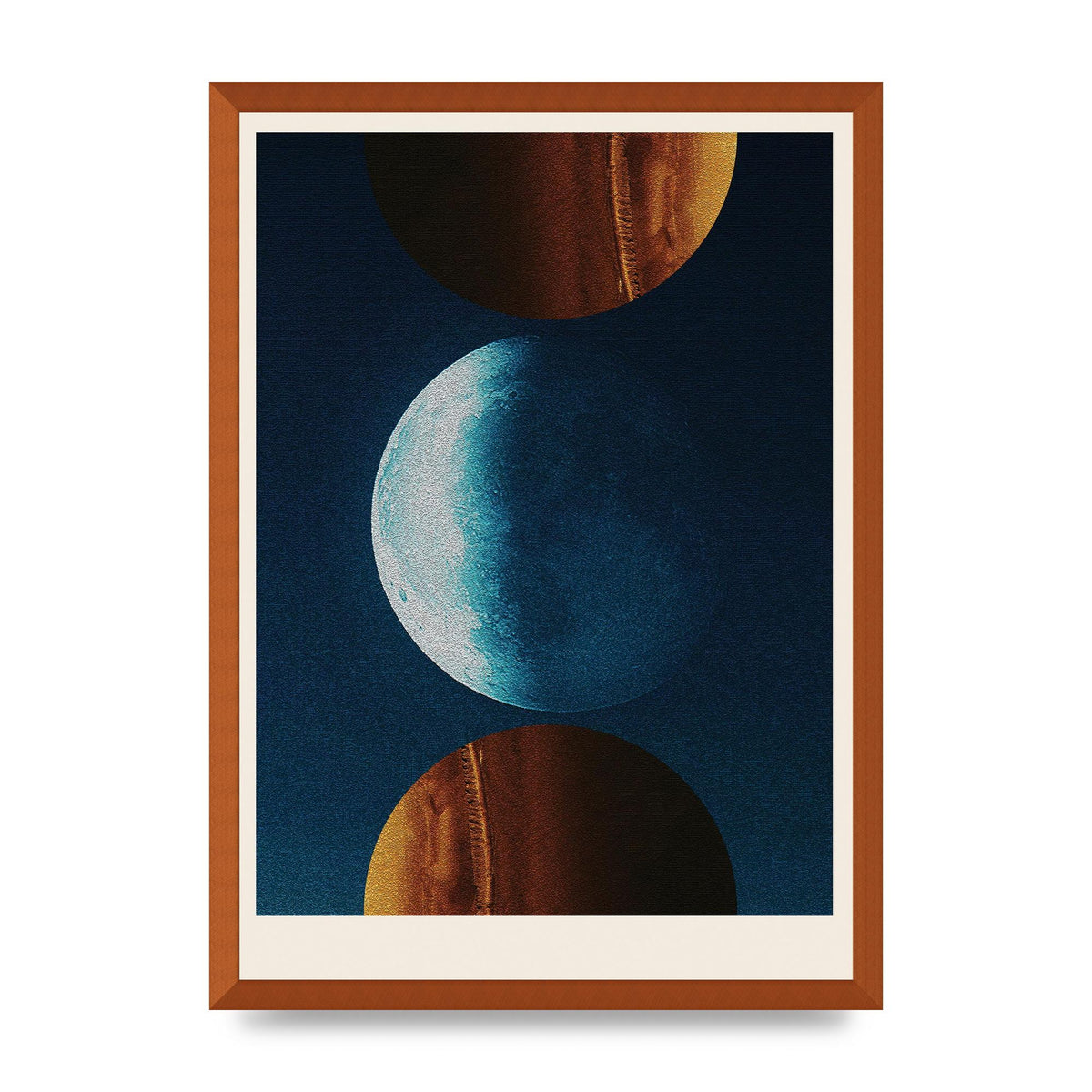 Three Planets Abstract Collage Art For The Home - A2 framed