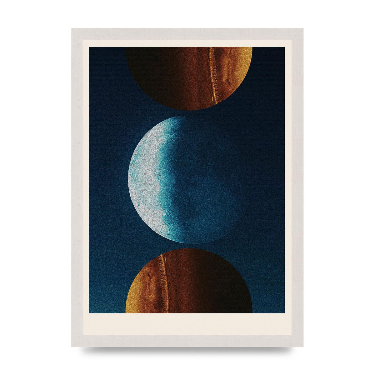 Three Planets Abstract Collage Art For The Home - A3 framed