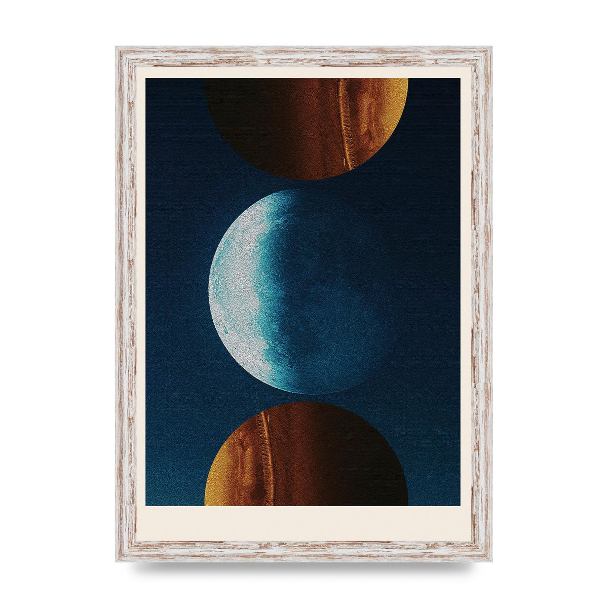Three Planets Abstract Collage Art For The Home - A3 framed