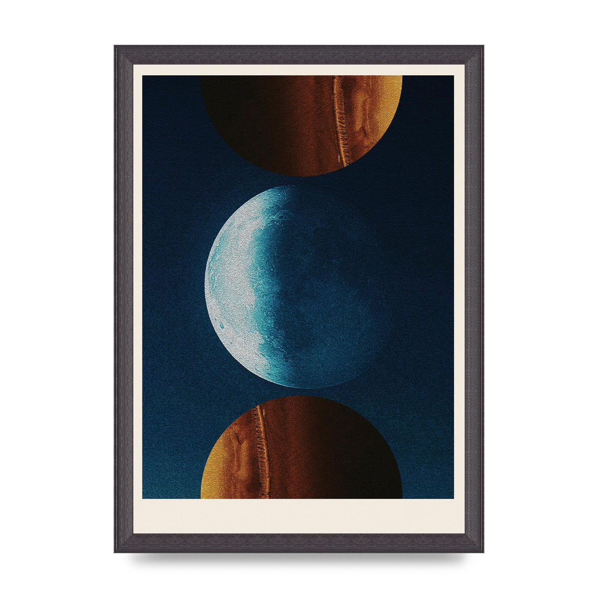 Three Planets Abstract Collage Art For The Home - A3 framed