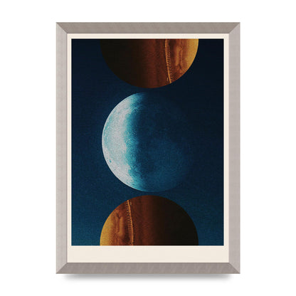 Three Planets Abstract Collage Art For The Home - A3 framed