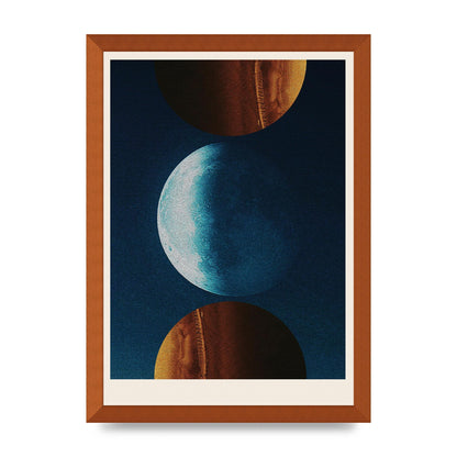 Three Planets Abstract Collage Art For The Home - A3 framed
