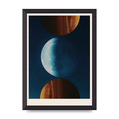 Three Planets Abstract Collage Art For The Home - A3 framed