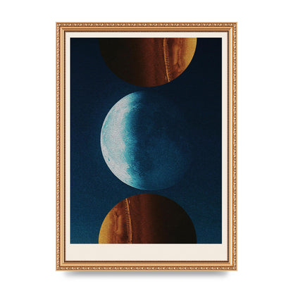 Three Planets Abstract Collage Art For The Home - A3 framed