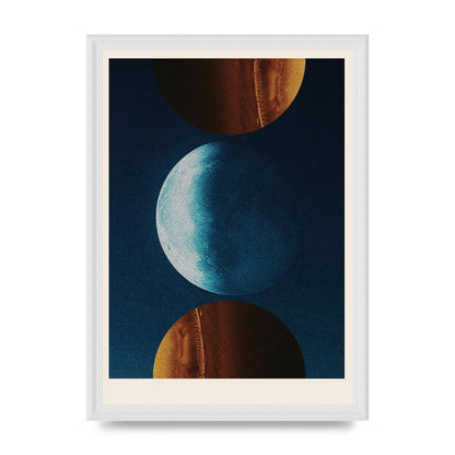 Three Planets Abstract Collage Art For The Home - A3 framed