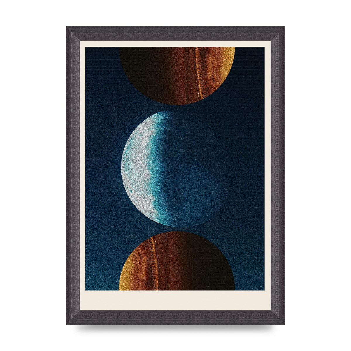 Three Planets Abstract Collage Art For The Home - A4 framed