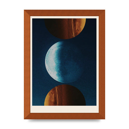 Three Planets Abstract Collage Art For The Home - A4 framed