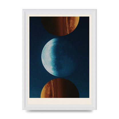 Three Planets Abstract Collage Art For The Home - A4 framed