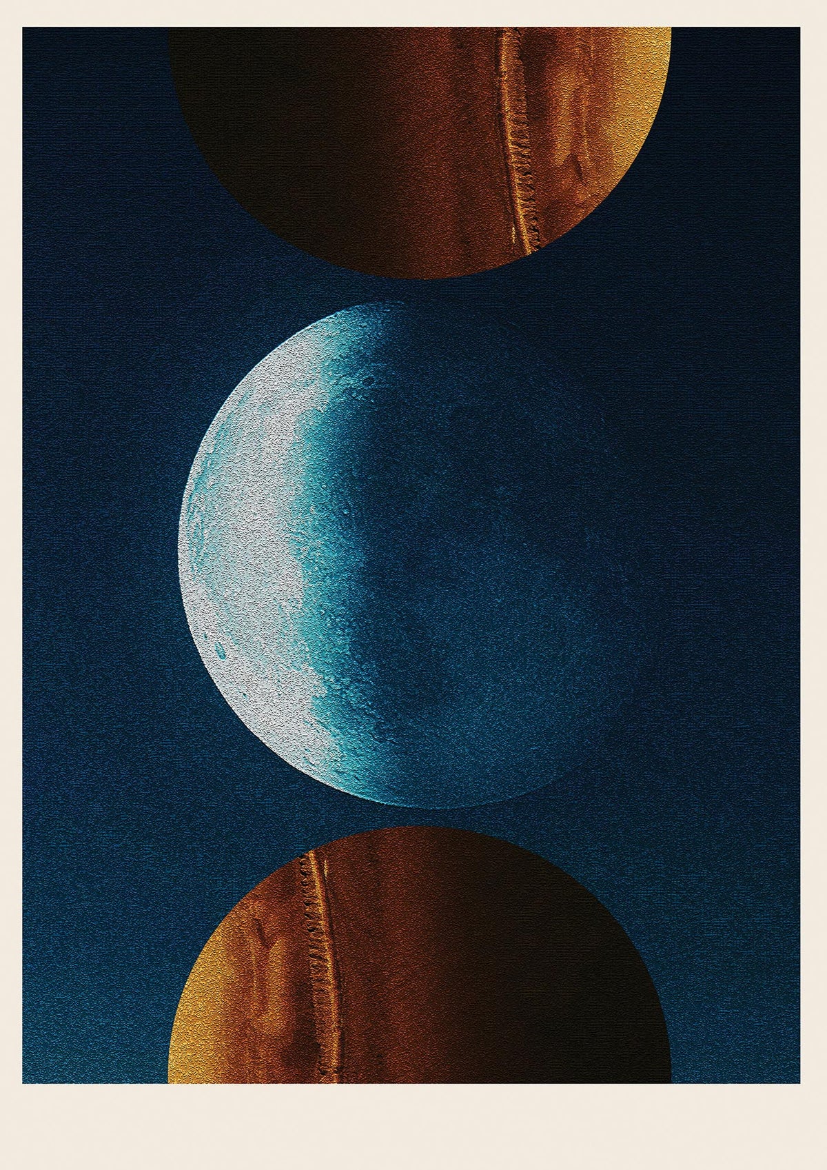 Three Planets Abstract Collage Art For The Home - detail