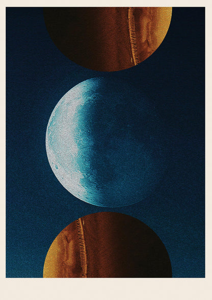 Three Planets Abstract Collage Art For The Home - detail