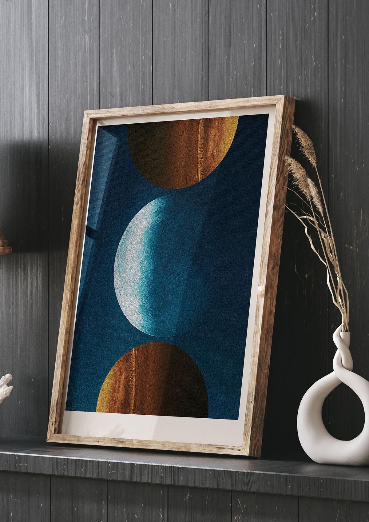 Three Planets Abstract Collage Art For The Home - living room 3