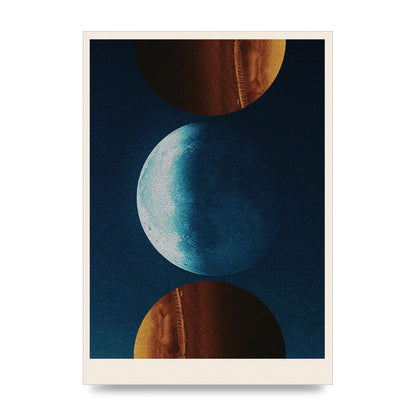 Three Planets Abstract Collage Art For The Home - unframed print