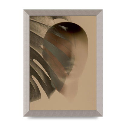 Surrealist Face Leaf Fade In Golden Sand Wall Art - A4 framed