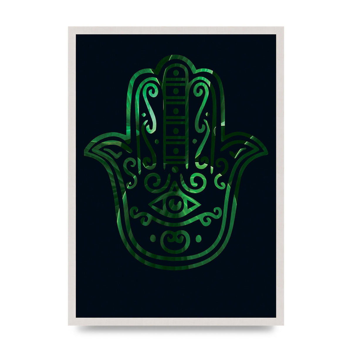 Tropical Plant Hamsa Hand Cutout Spiritual Wall Art - A2 framed