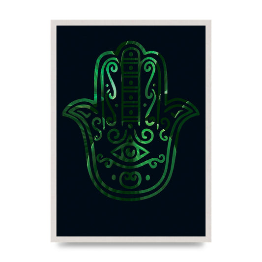 Tropical Plant Hamsa Hand Cutout Spiritual Wall Art - A2 framed