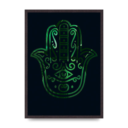 Tropical Plant Hamsa Hand Cutout Spiritual Wall Art - A2 framed