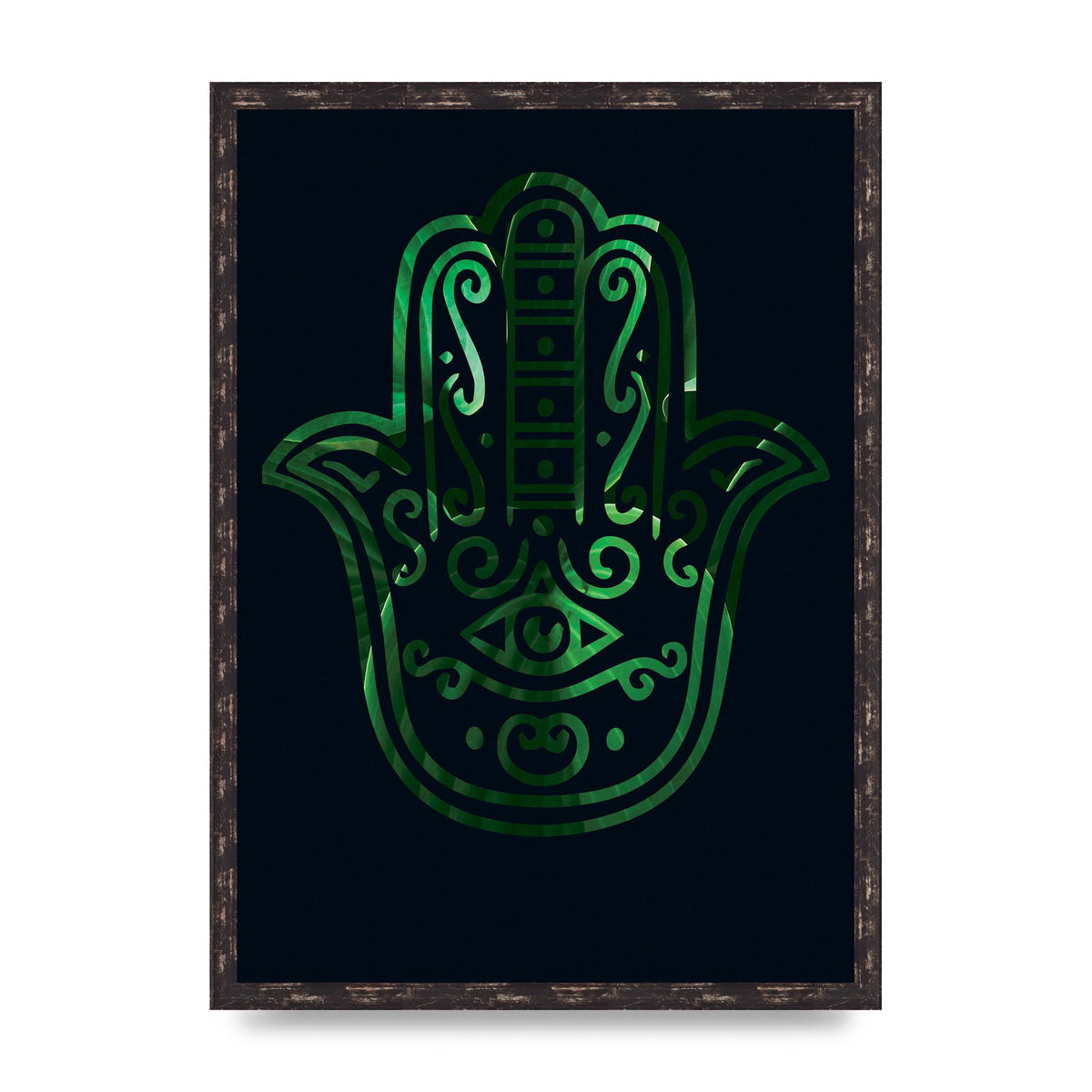 Tropical Plant Hamsa Hand Cutout Spiritual Wall Art - A2 framed