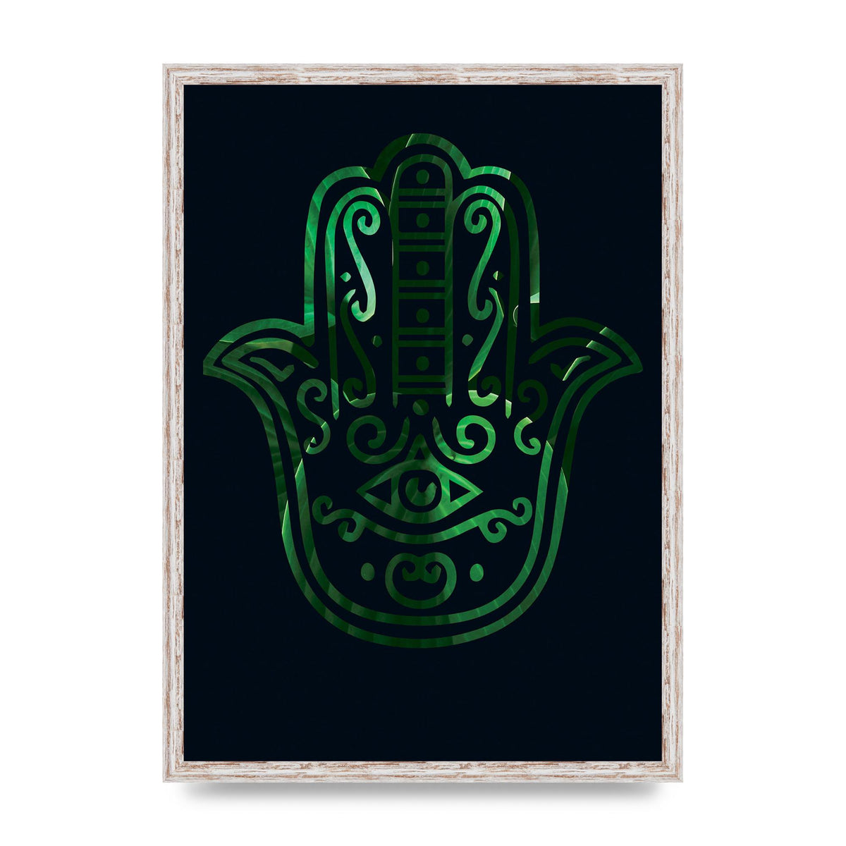 Tropical Plant Hamsa Hand Cutout Spiritual Wall Art - A2 framed