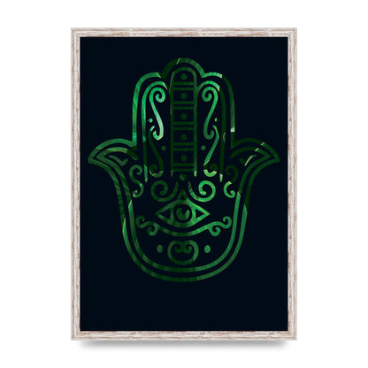 Tropical Plant Hamsa Hand Cutout Spiritual Wall Art - A2 framed