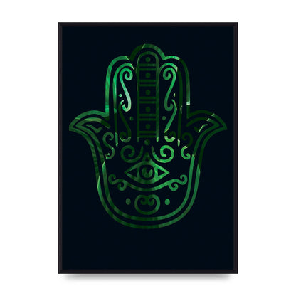 Tropical Plant Hamsa Hand Cutout Spiritual Wall Art - A2 framed