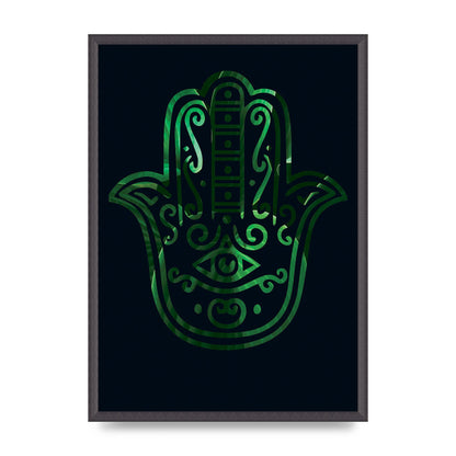 Tropical Plant Hamsa Hand Cutout Spiritual Wall Art - A2 framed