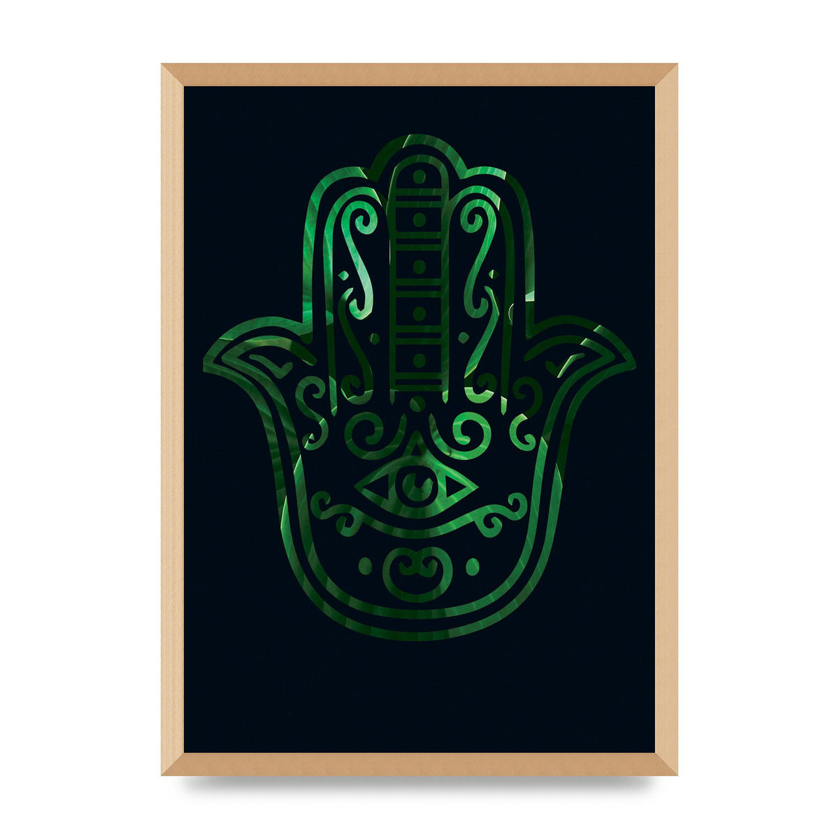 Tropical Plant Hamsa Hand Cutout Spiritual Wall Art - A2 framed