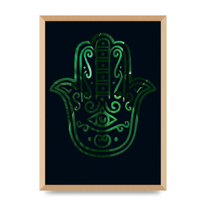 Tropical Plant Hamsa Hand Cutout Spiritual Wall Art - A2 framed
