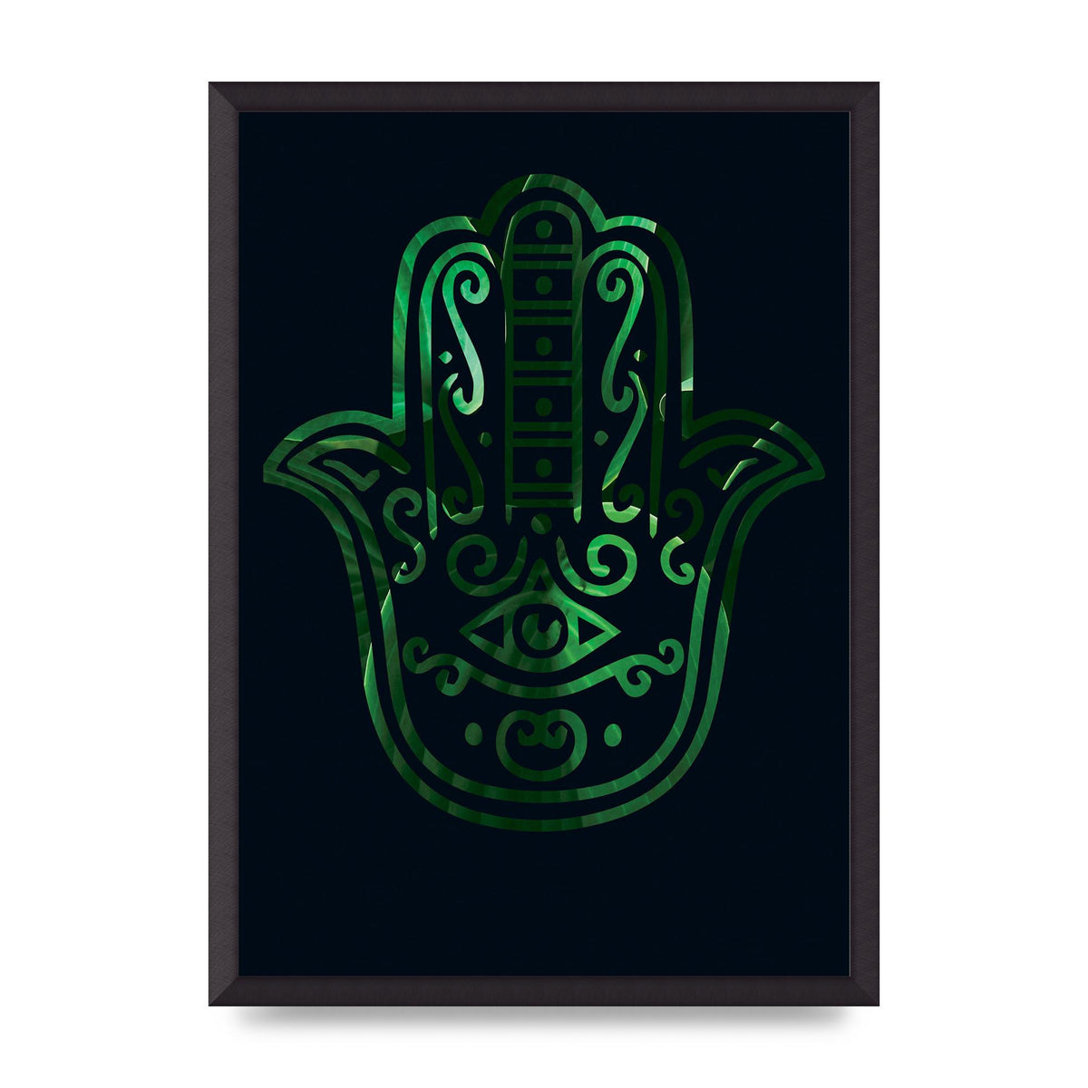 Tropical Plant Hamsa Hand Cutout Spiritual Wall Art - A2 framed