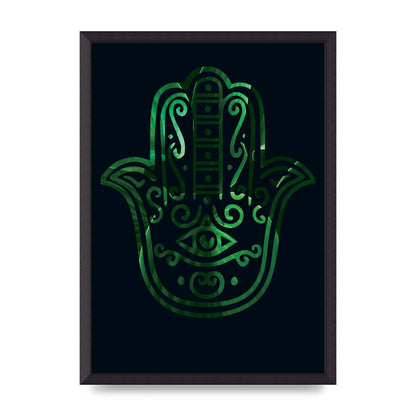 Tropical Plant Hamsa Hand Cutout Spiritual Wall Art - A2 framed