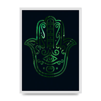 Tropical Plant Hamsa Hand Cutout Spiritual Wall Art - A2 framed