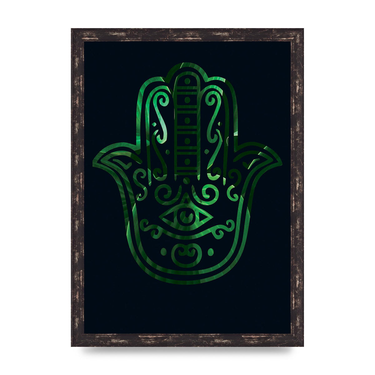 Tropical Plant Hamsa Hand Cutout Spiritual Wall Art - A3 framed