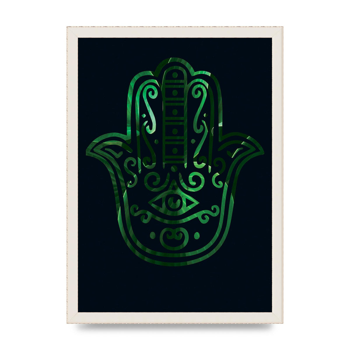 Tropical Plant Hamsa Hand Cutout Spiritual Wall Art - A3 framed