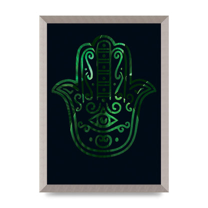 Tropical Plant Hamsa Hand Cutout Spiritual Wall Art - A3 framed