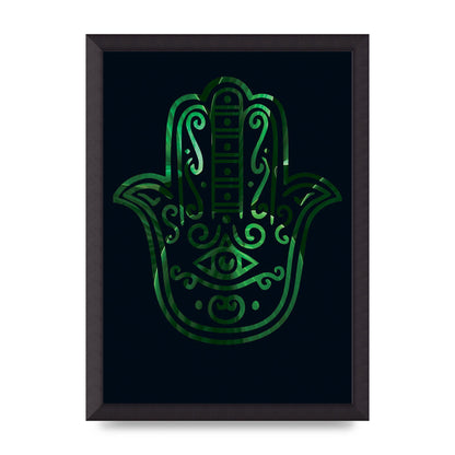 Tropical Plant Hamsa Hand Cutout Spiritual Wall Art - A3 framed