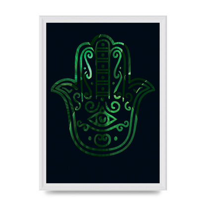 Tropical Plant Hamsa Hand Cutout Spiritual Wall Art - A3 framed