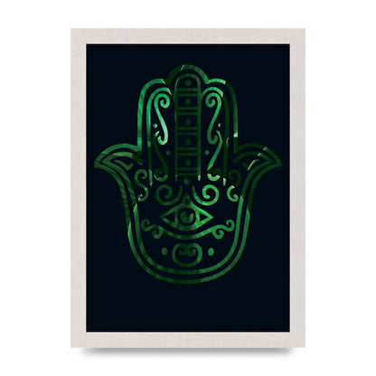 Tropical Plant Hamsa Hand Cutout Spiritual Wall Art - A4 framed