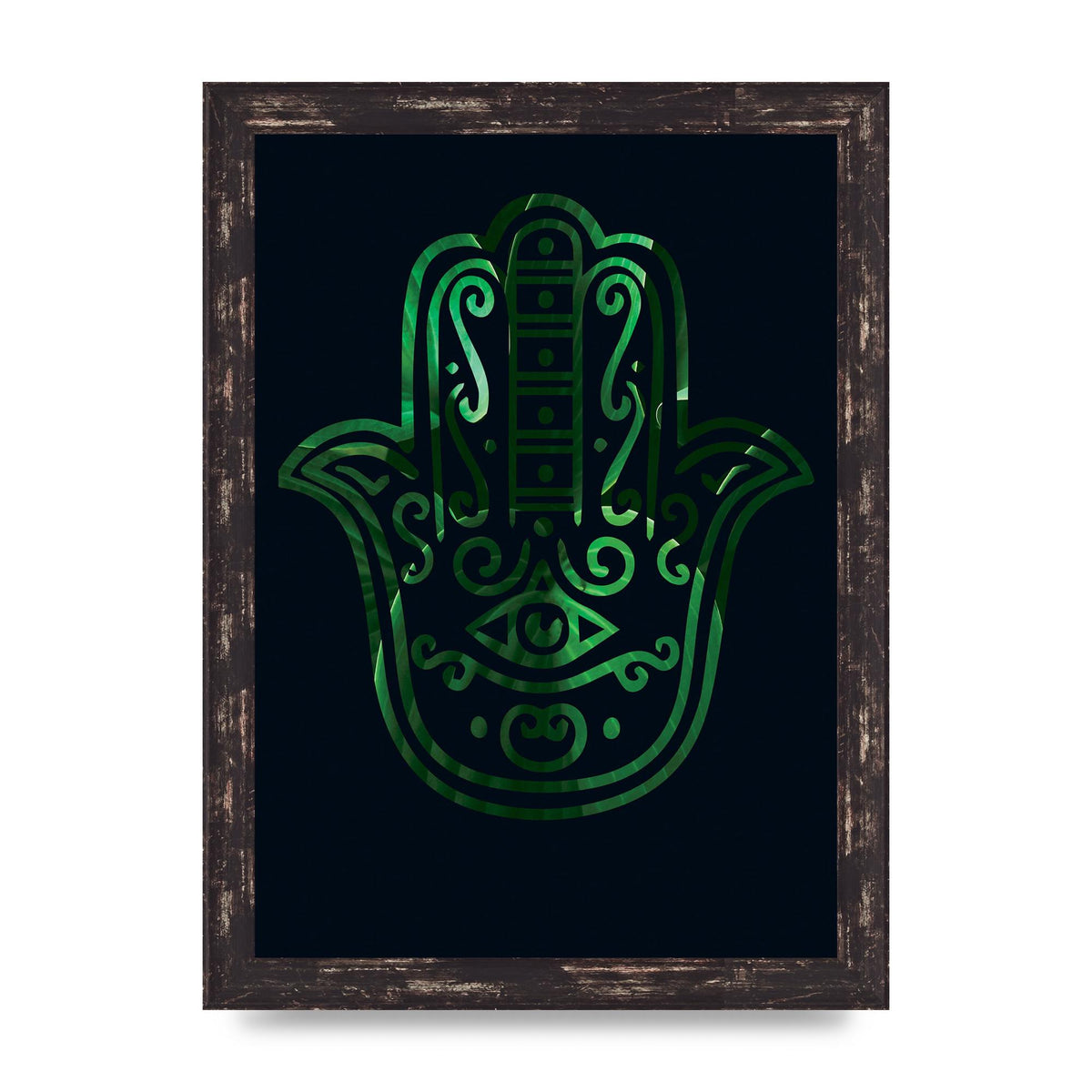 Tropical Plant Hamsa Hand Cutout Spiritual Wall Art - A4 framed