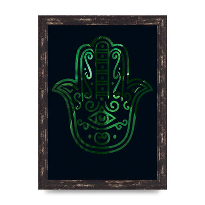 Tropical Plant Hamsa Hand Cutout Spiritual Wall Art - A4 framed