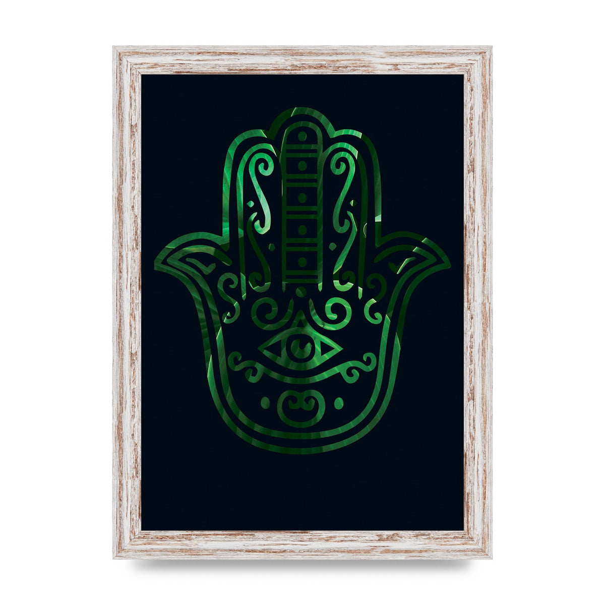 Tropical Plant Hamsa Hand Cutout Spiritual Wall Art - A4 framed