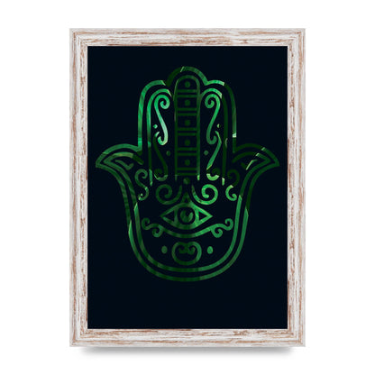 Tropical Plant Hamsa Hand Cutout Spiritual Wall Art - A4 framed
